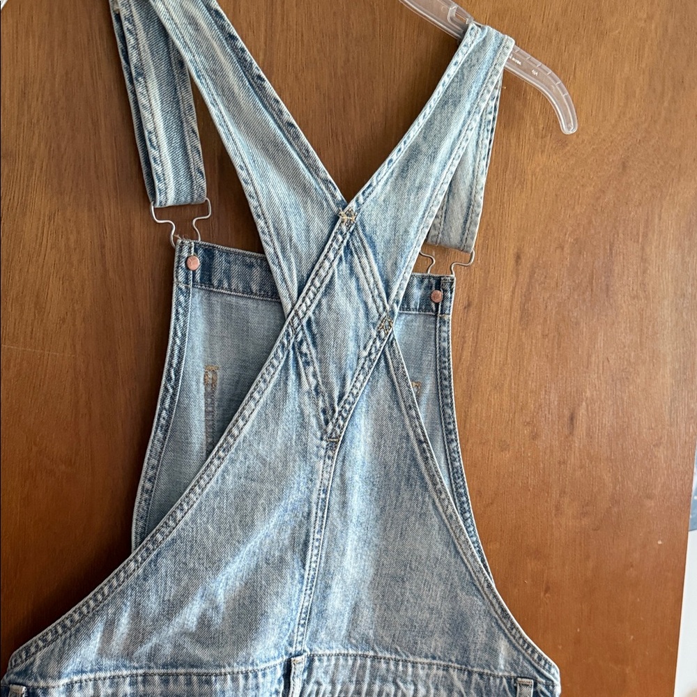 Denim Distressed Shorts Overalls - Picture 5 of 5